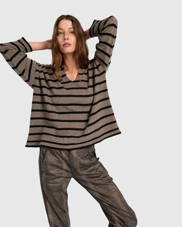 alembika-surfside-collared-sweater-latte-stripes image 2