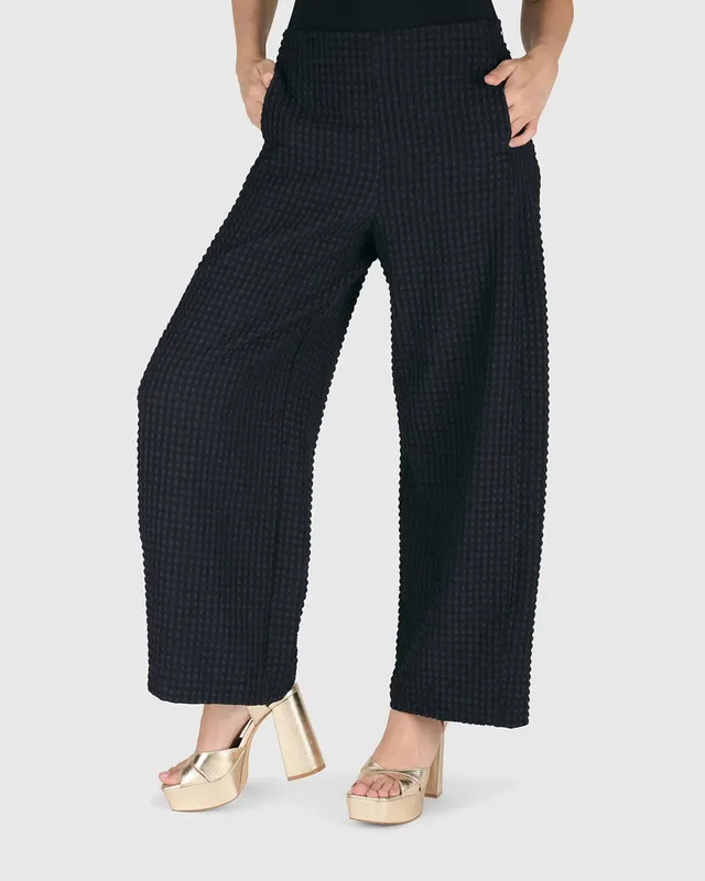 alembika-waffle-wide-leg-hose-schwarz image 1