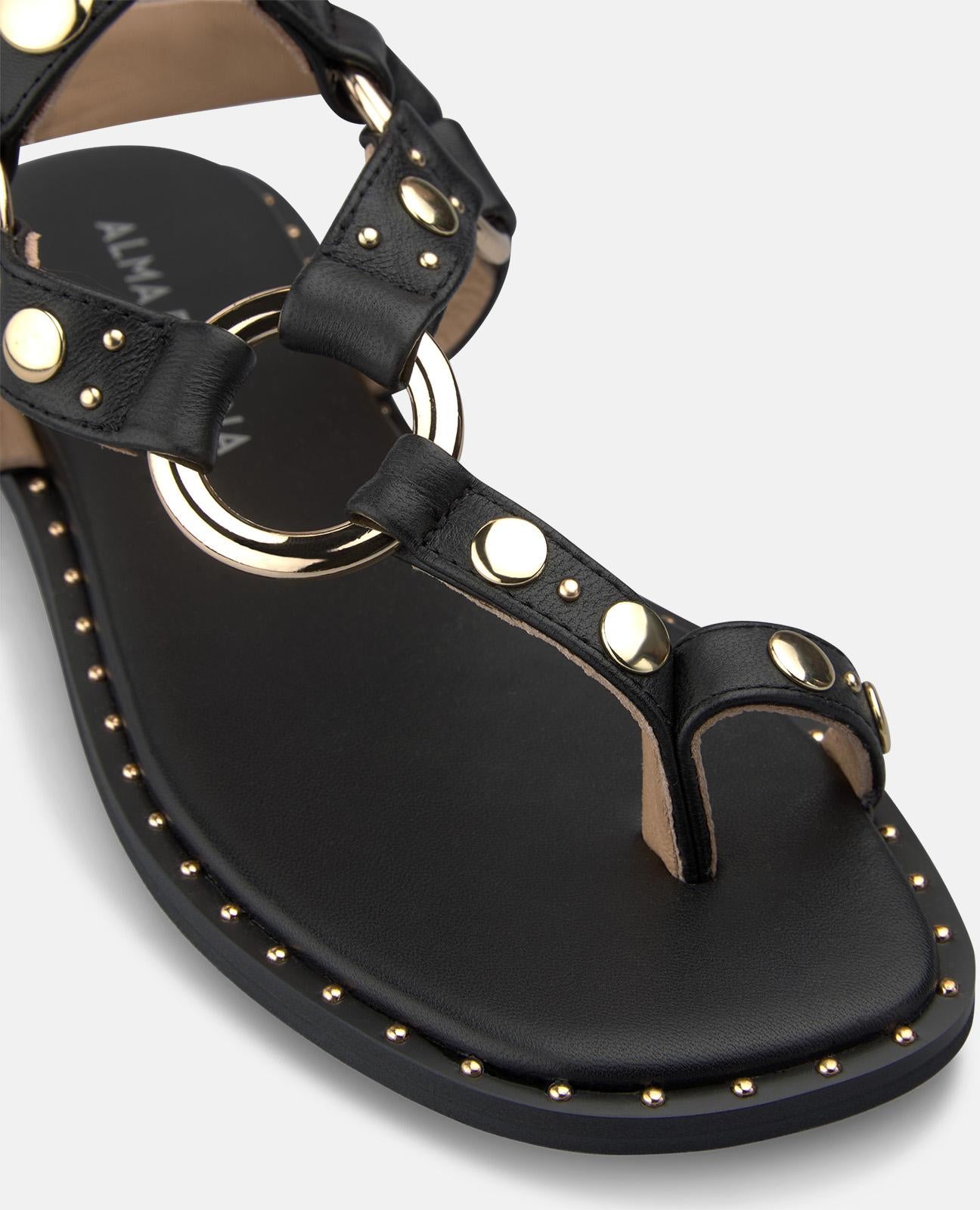 alma-en-pena-studded-sandal-flache-nappa-sandale-schwarz image 4