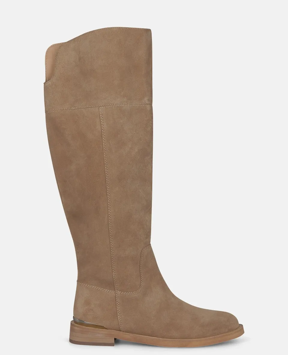 alma-en-pena-wildleder-stiefel-flach-mit-rei-verschluss-vison-3-cm image 1