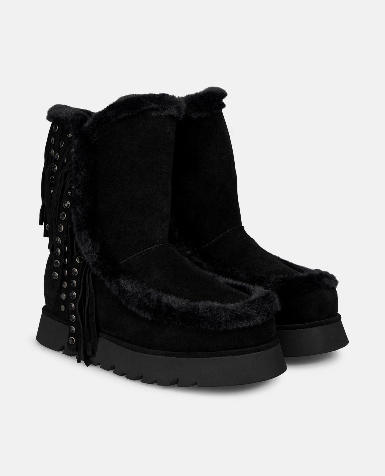 alma-en-pena-apres-ski-bootie-schwarz-suede-mit-fransen-3-cm image 2