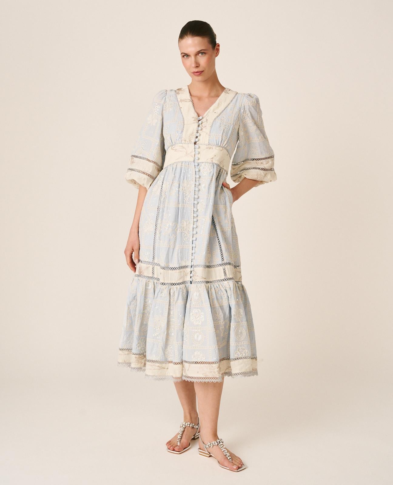 alma-en-pena-geometric-midi-kleid-blau image 3