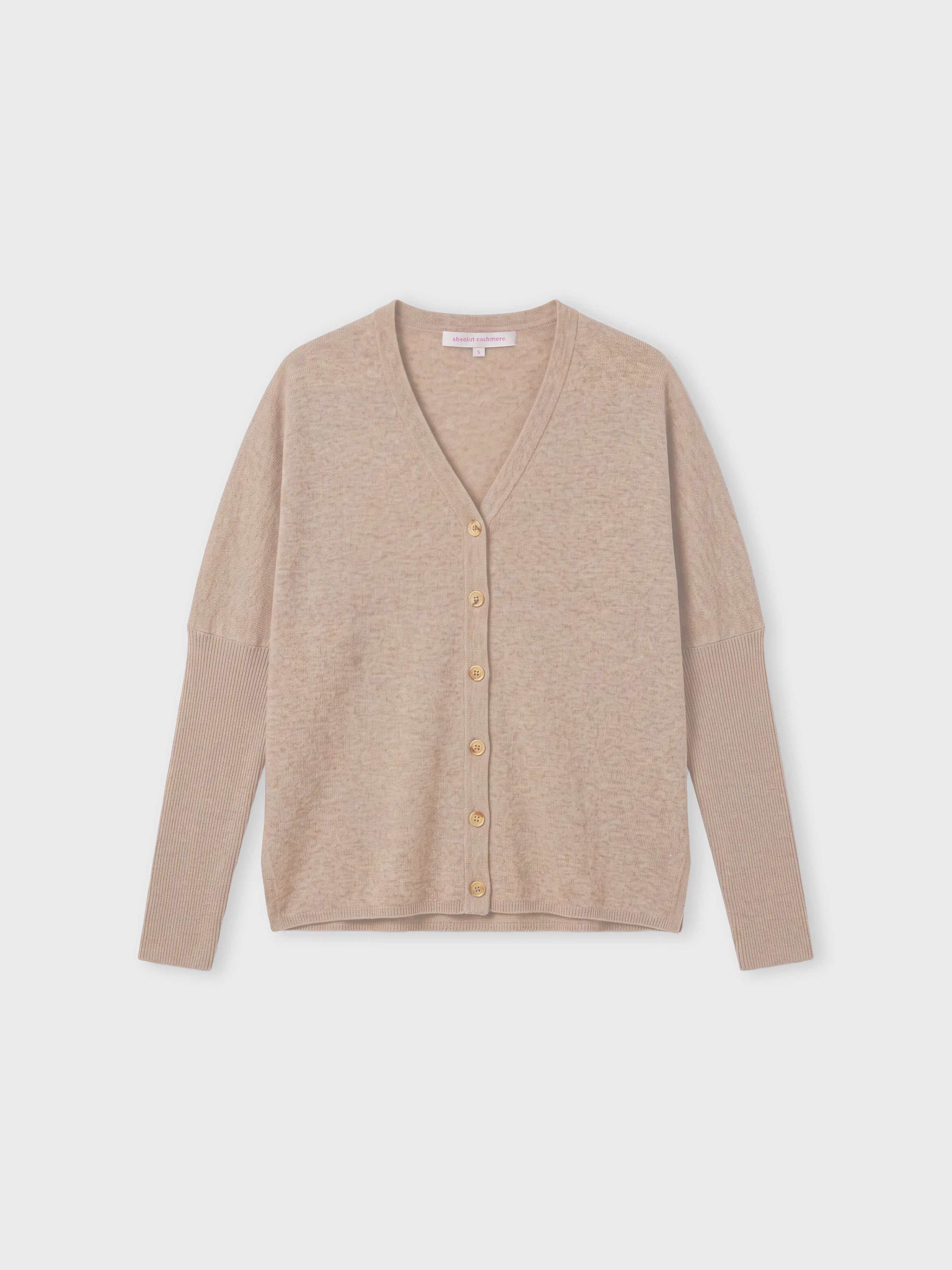 absolut-cardigan-poncho-alison-kaschmir-v-ausschnitt-beige-knopfleiste image 1