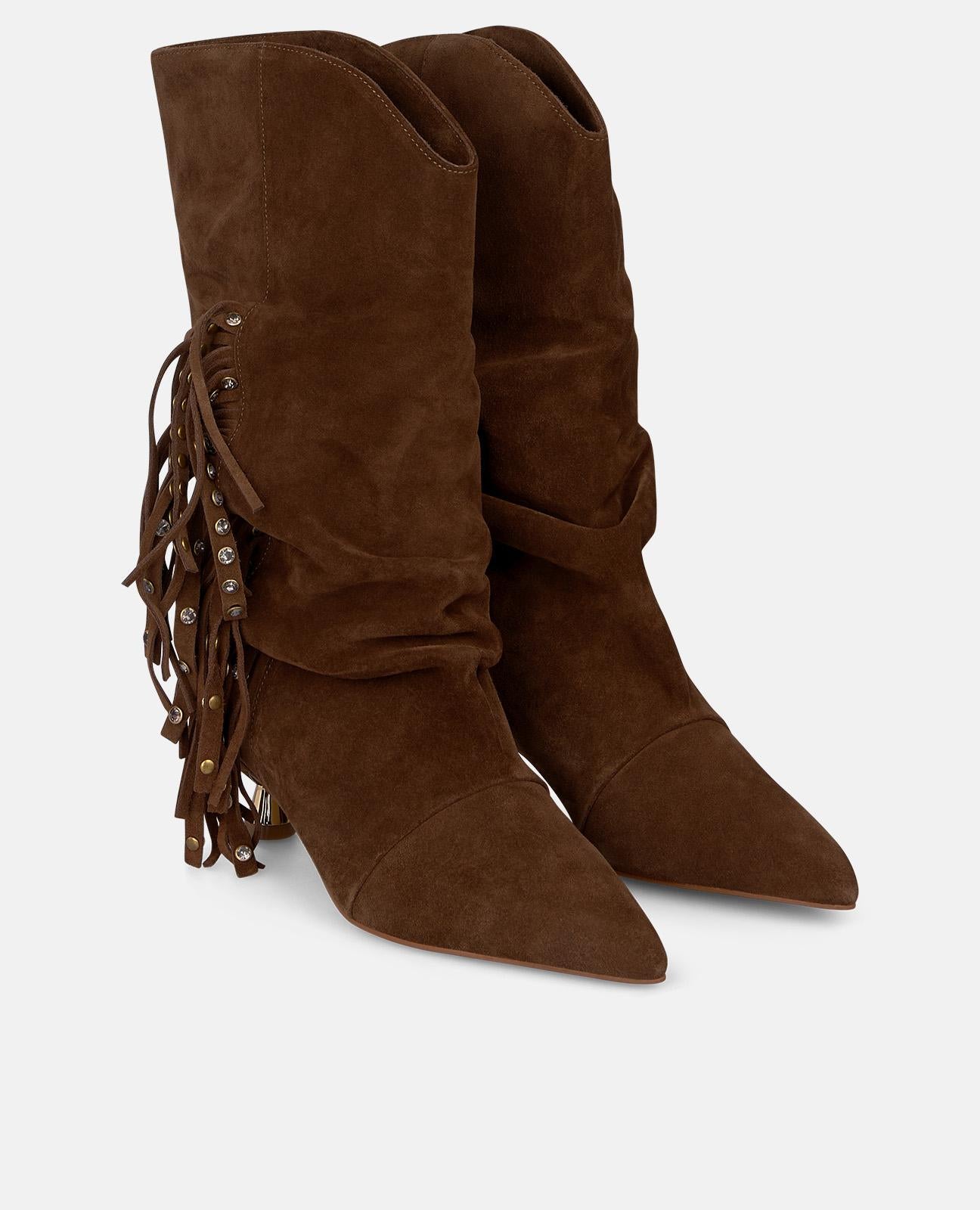 alma-en-pena-suede-stiefelette-mit-fransen-camel image 2