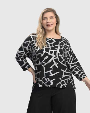 alembika-hypnotic-cutaway-boxy-top-damen-shirt-silver image 4