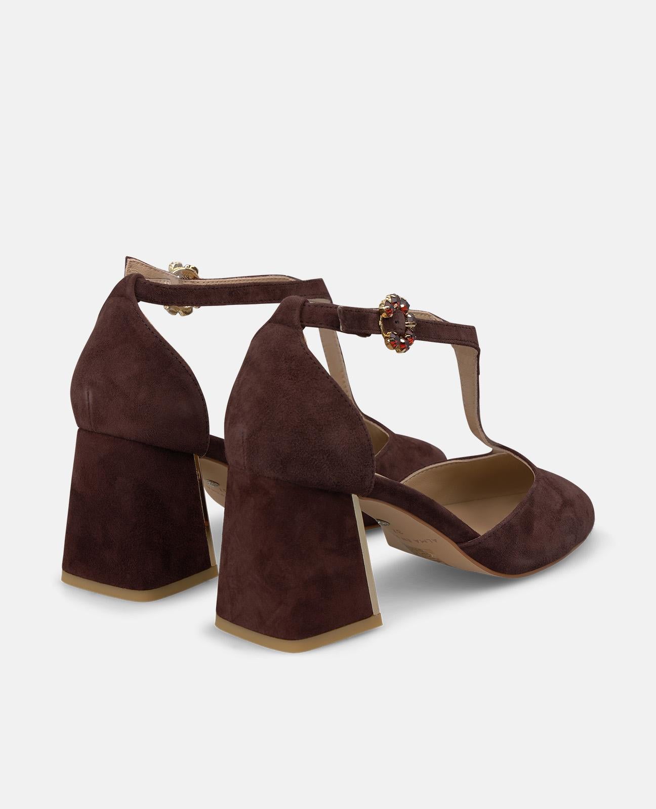 alma-en-pena-suede-lodge-shoe-pumps-braun-7-cm-blockabsatz image 3