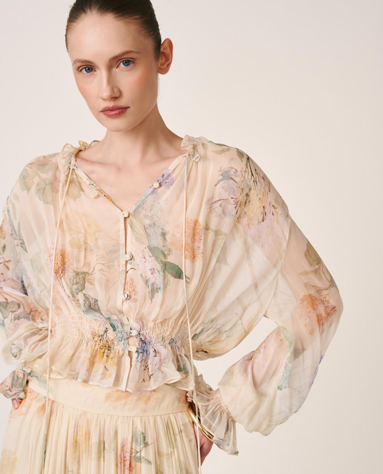 alma-en-pena-chiffon-bluse-langarm-mit-r-schen-gelb image 2