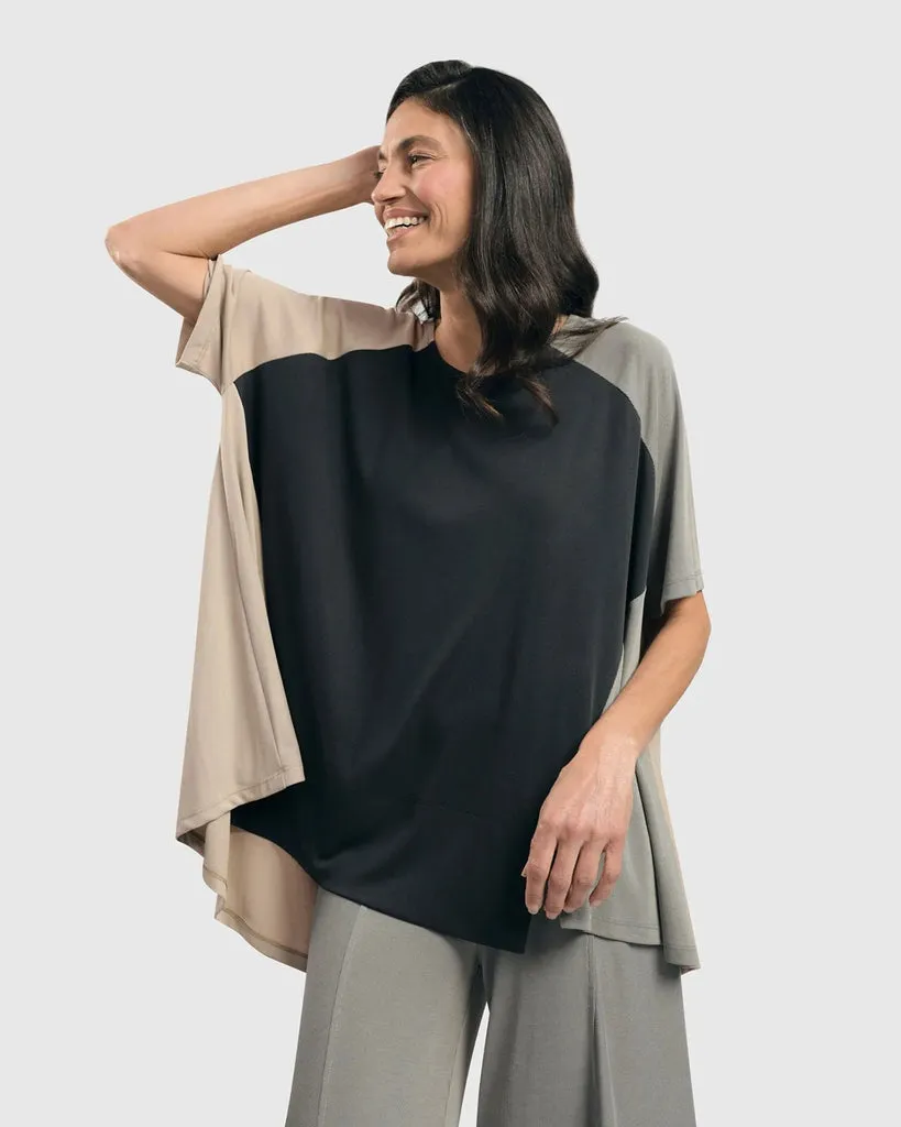 alembika-essential-colorblock-cupro-trapeze-top-charcoal image 1
