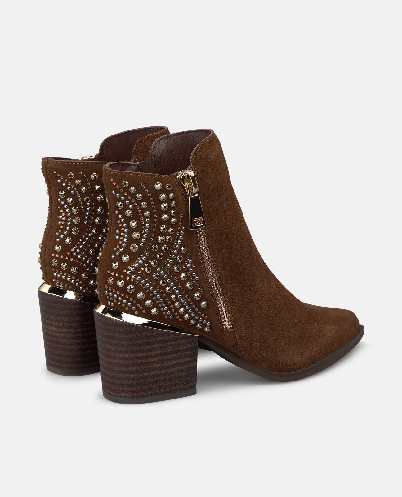 alma-en-pena-stiefelette-velours-camel-strass-blockabsatz-7-3-cm image 3