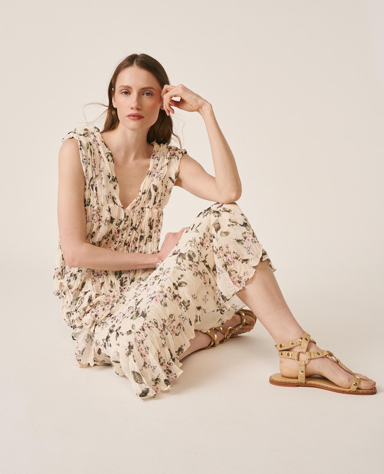 alma-en-pena-flowy-midi-rock-gr-n-blumen-elastikbund image 2