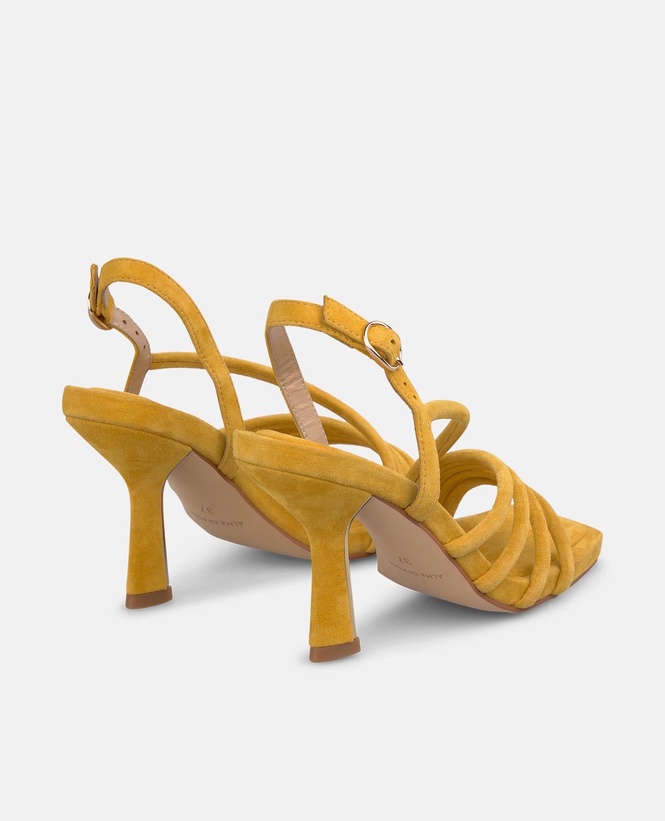 alma-en-pena-sandalen-mit-absatz-9-cm-in-senf-aus-veloursleder image 3