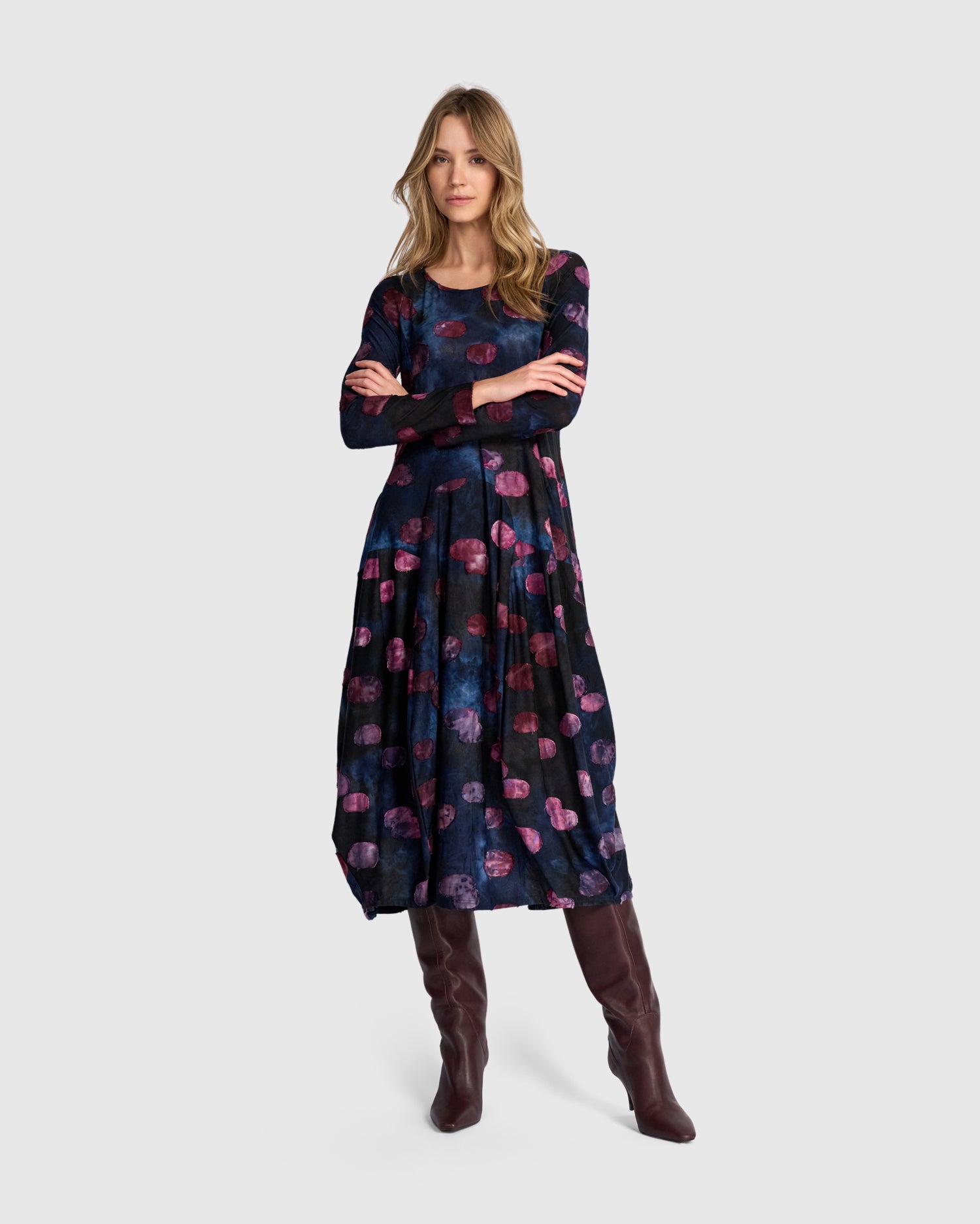 alembika-calliope-crew-cocoon-kleid-midnight-wine image 1