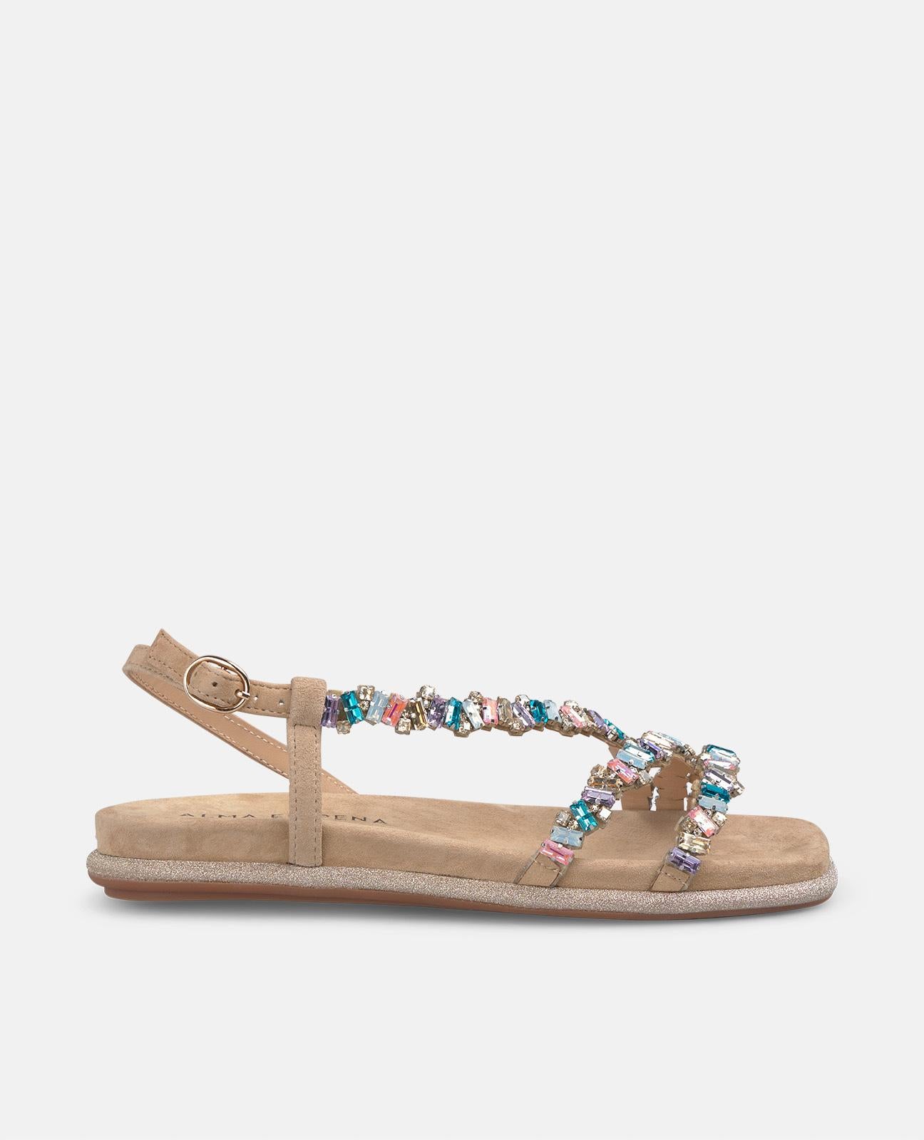alma-en-pena-flat-sandal-with-jewel-straps-flache-schmuck-sandale-arena image 1