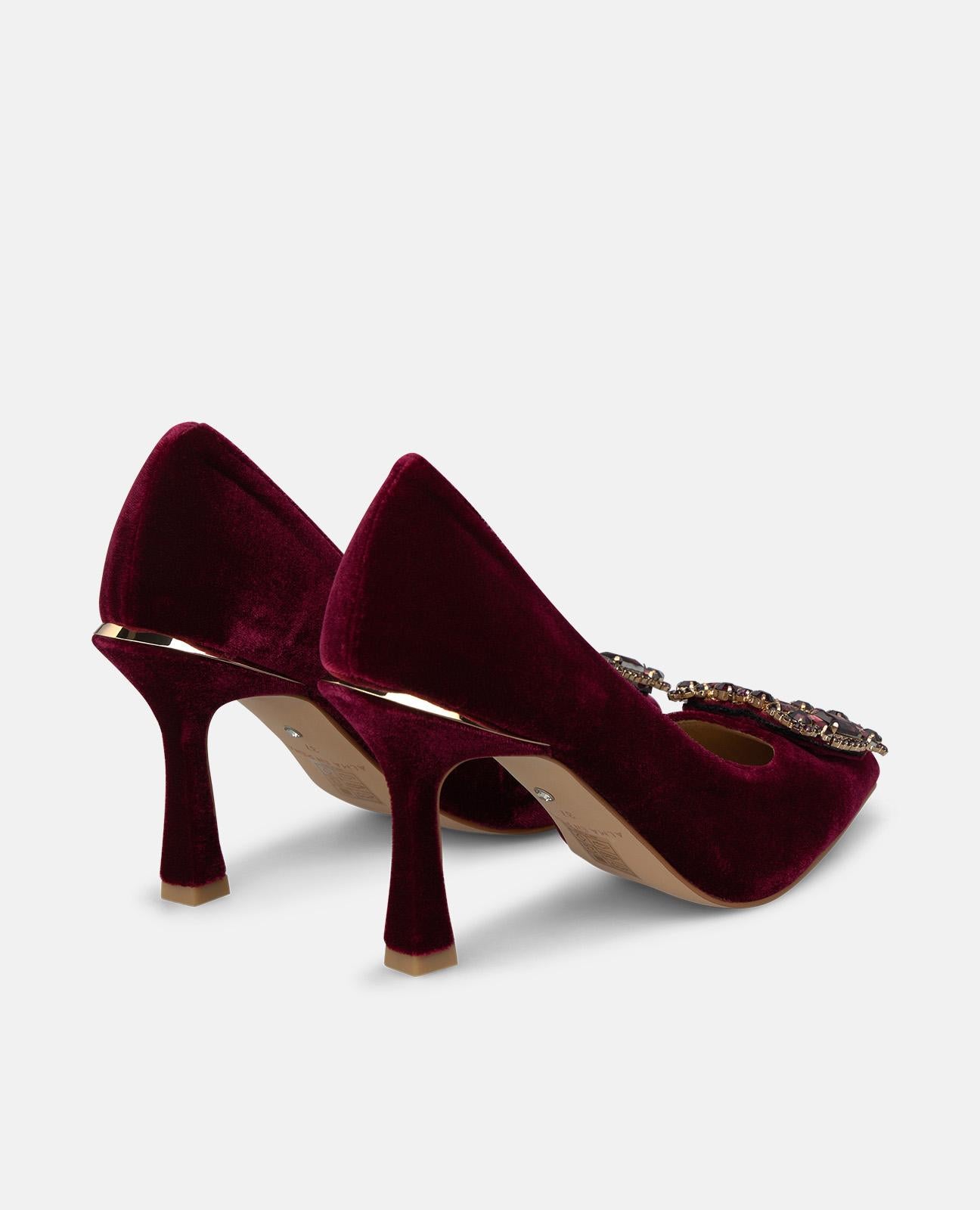 alma-en-pena-alfa-64000-samt-pumps-mit-blume-bordeaux-8-cm image 3