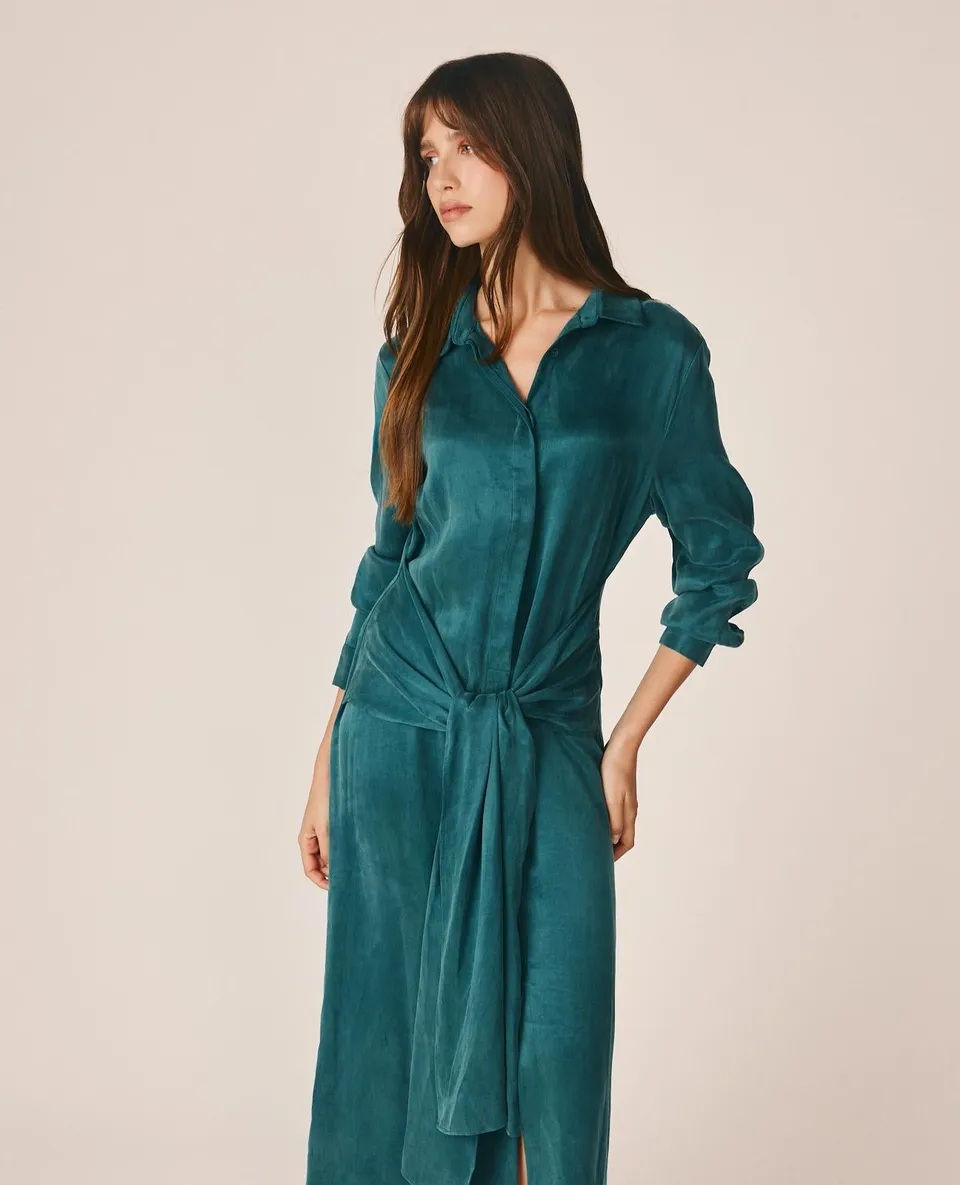 alma-en-pena-lyocell-shirt-style-midi-dress-hemdkleid-midi-blau image 1