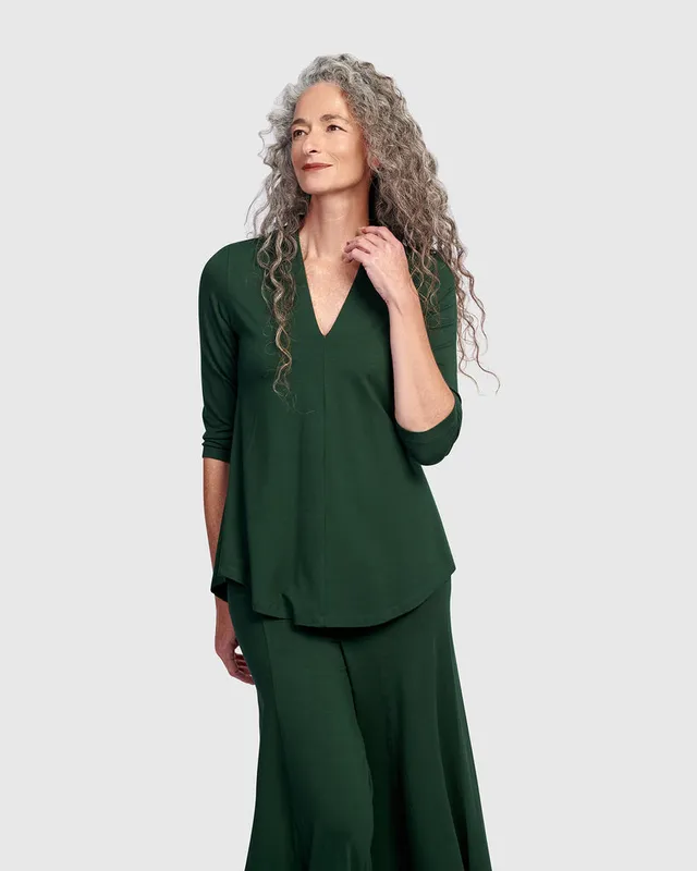 alembika-essential-v-neck-top-jungle-3-4-arm image 1