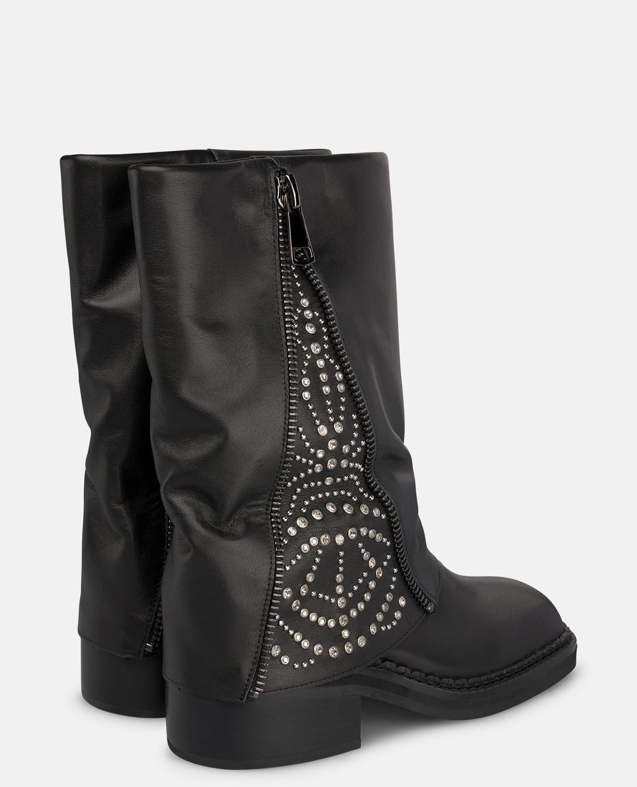 alma-en-pena-nappa-leder-boots-mit-metallnieten-schwarze-stiefel-mit-blockabsatz image 3