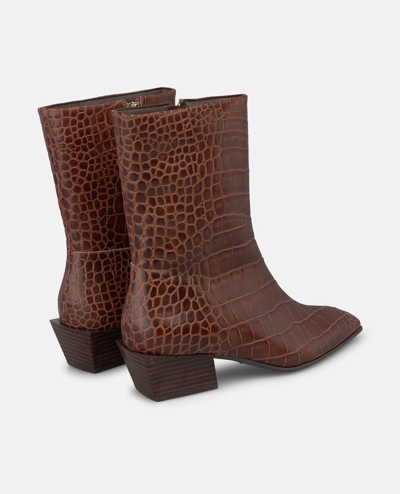 alma-en-pena-animal-print-leder-stiefeletten-camel-4-cm image 3