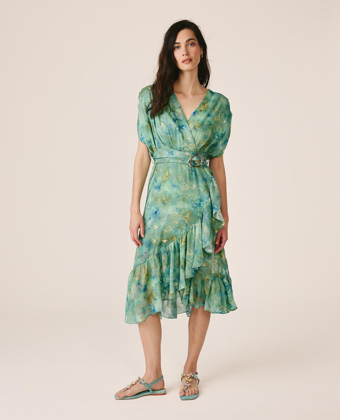 alma-en-pena-maxikleid-mit-kurzarm-gr-n-bedruckt image 4