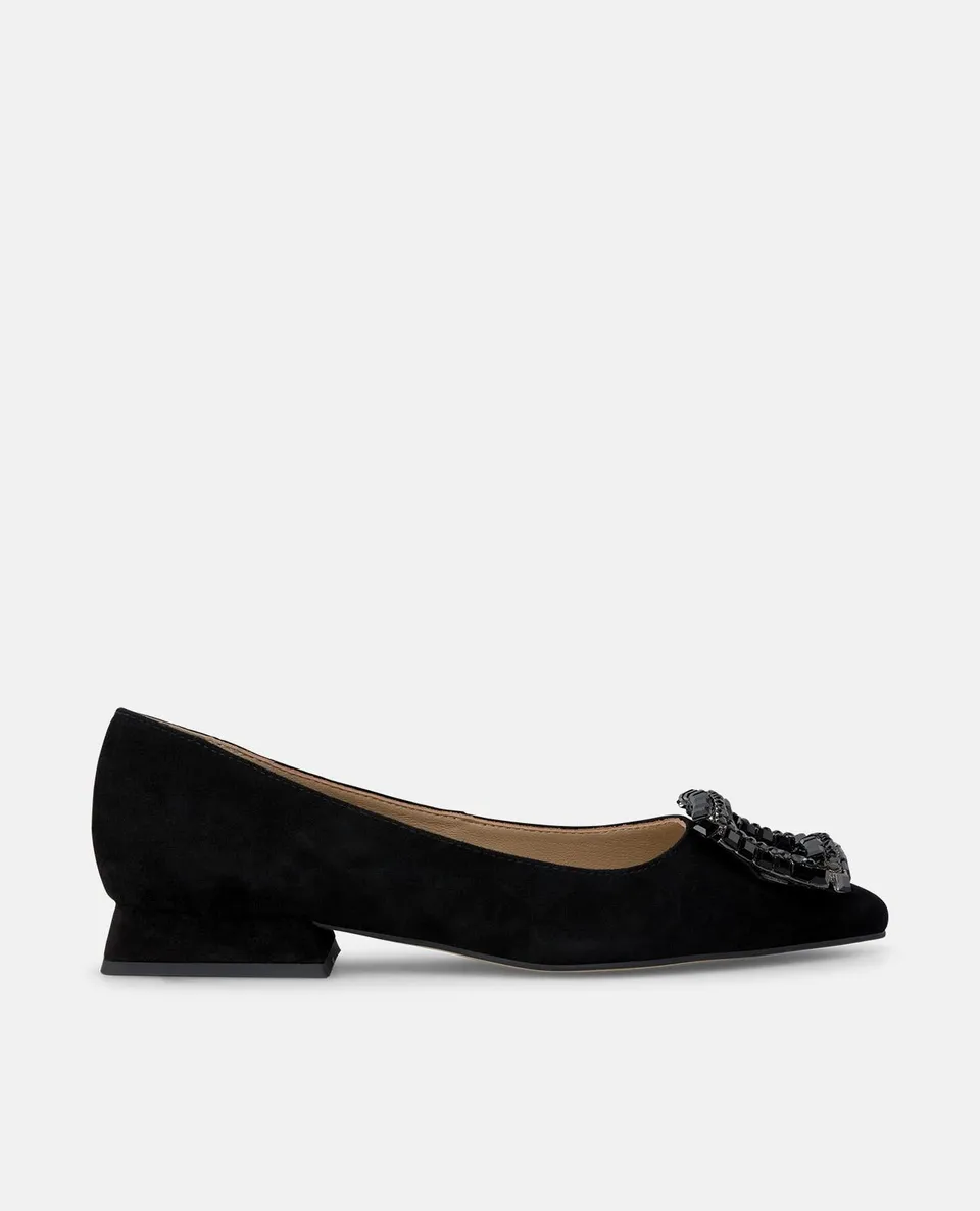 alma-en-pena-flat-shoe-ballerina-schwarz-mit-eckiger-strass-schnalle-2-cm image 1