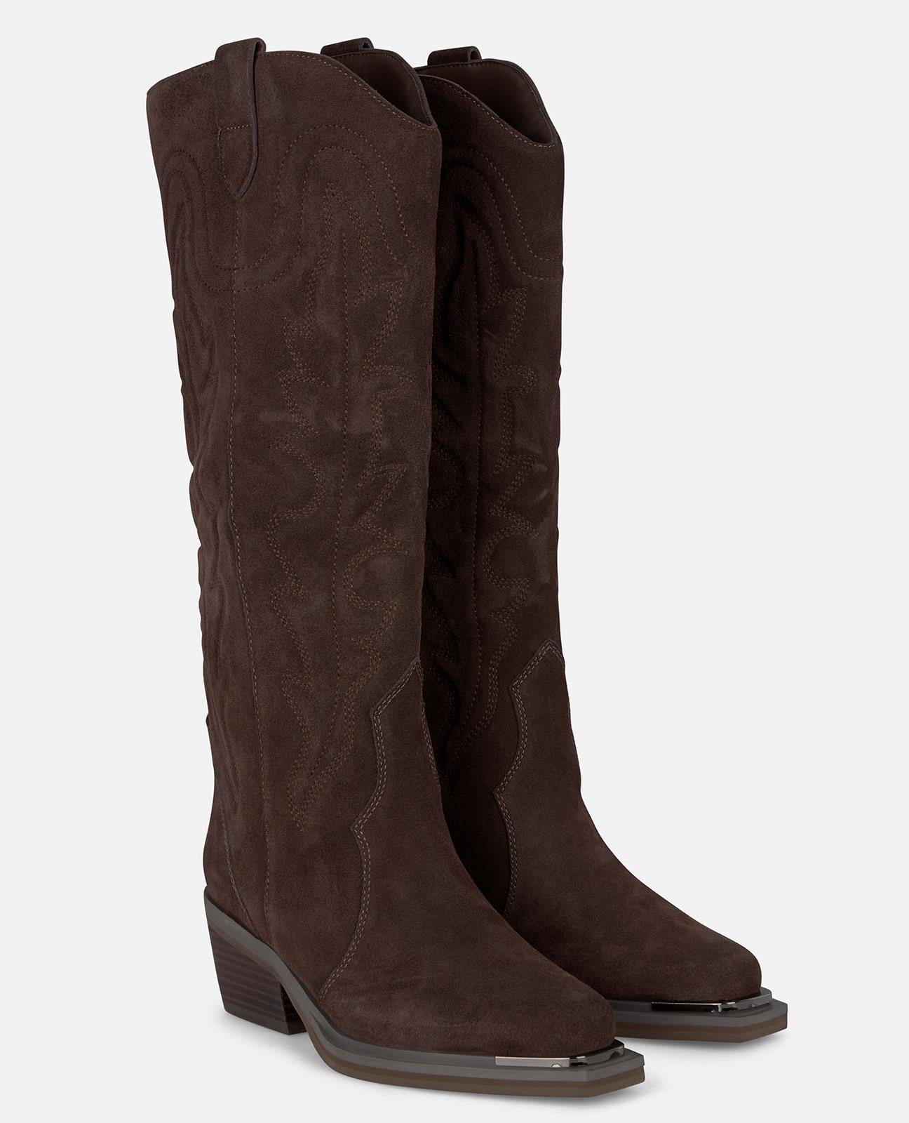 alma-en-pena-embroidered-flat-boot-stick-stiefel-braun-6-cm image 2