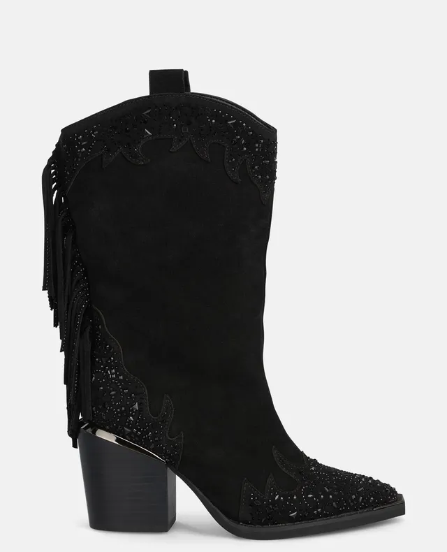 alma-en-pena-fransen-stiefel-mit-absatz-cowboy-halbstiefel-schwarz-8-cm-24-cm-sc image 1