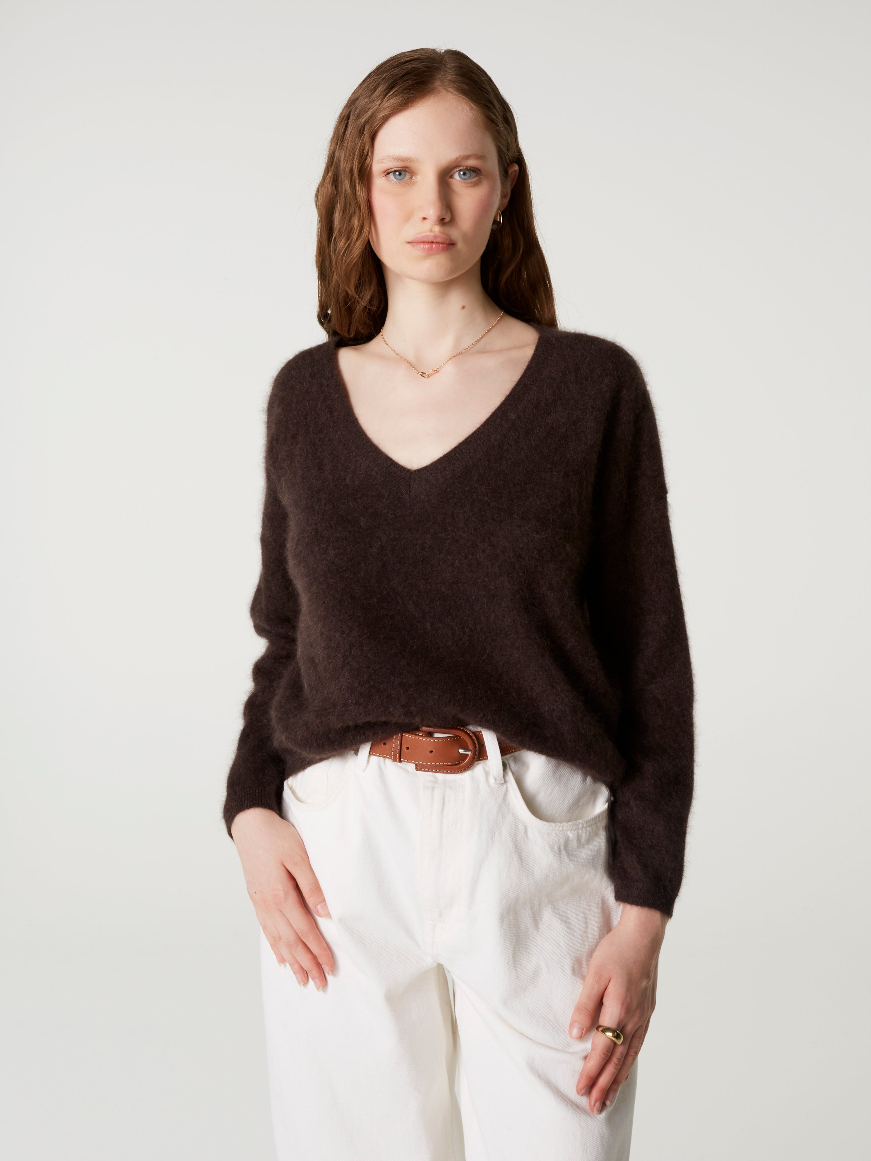 absolut-soeli-pullover-damen-oversize-v-ausschnitt-kaschmir-braun image 1