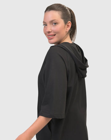 alembika-inhale-hooded-hi-lo-tunika-top-solid-black image 2