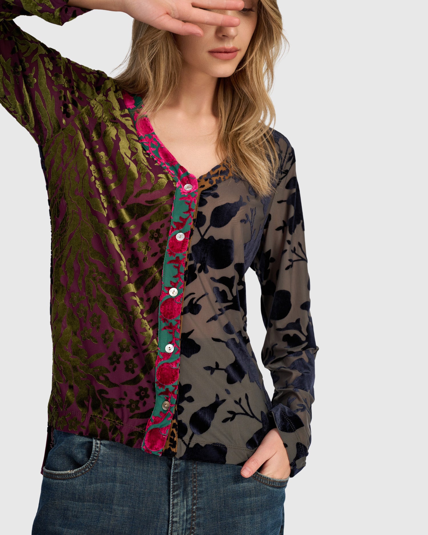 alembika-meraviglia-top-jewel-multi-langarm-bluse-mit-samt image 1