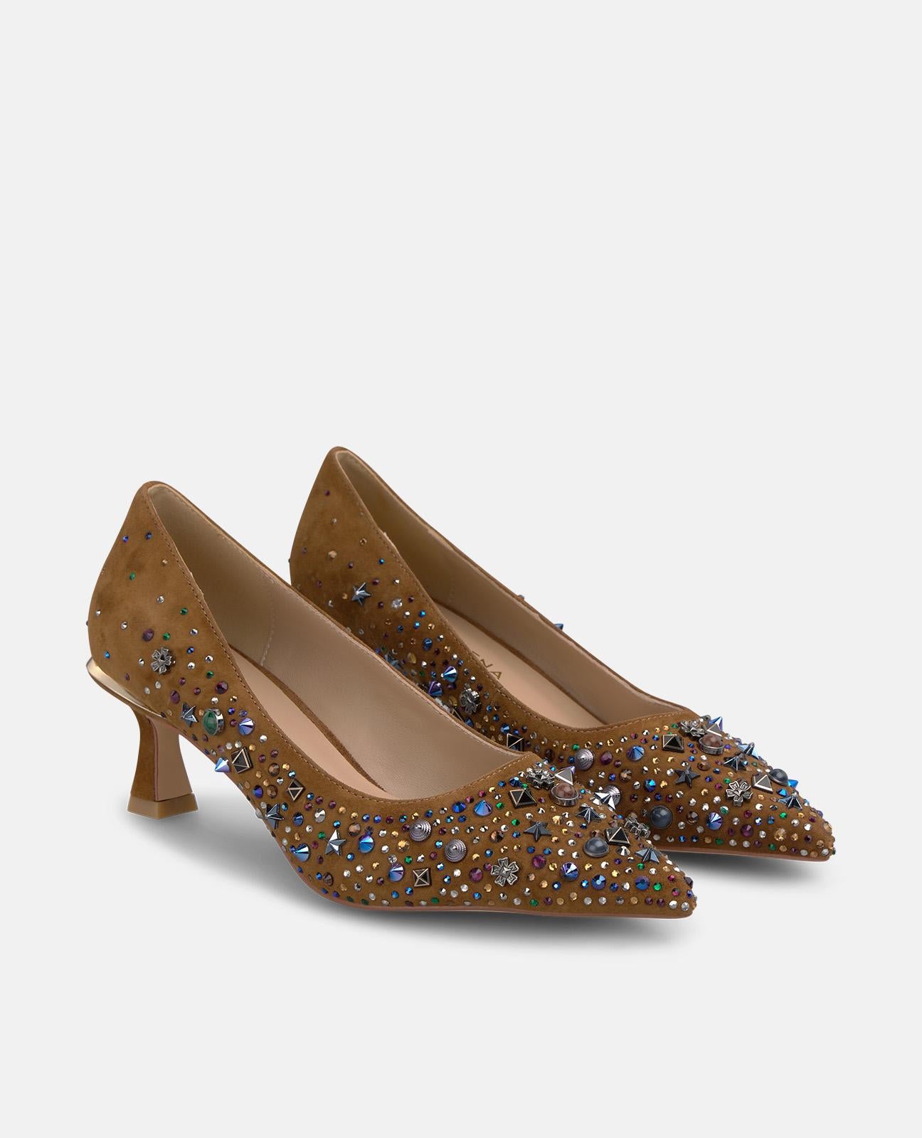 alma-en-pena-abend-pumps-wildleder-strass-camel-6-cm image 2