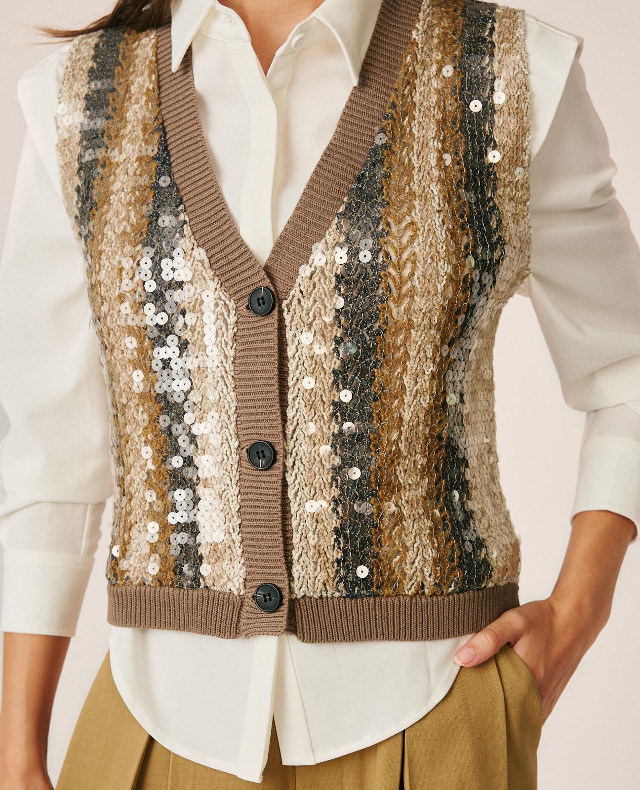 alma-en-pena-sewn-vest-with-sequins-strickweste-mit-streifen-und-pailletten-in-b image 6