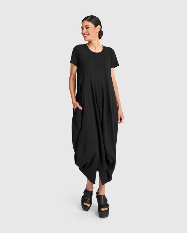 alembika-urban-cocoon-maxikleid-schwarz-baumwollkleid image 1