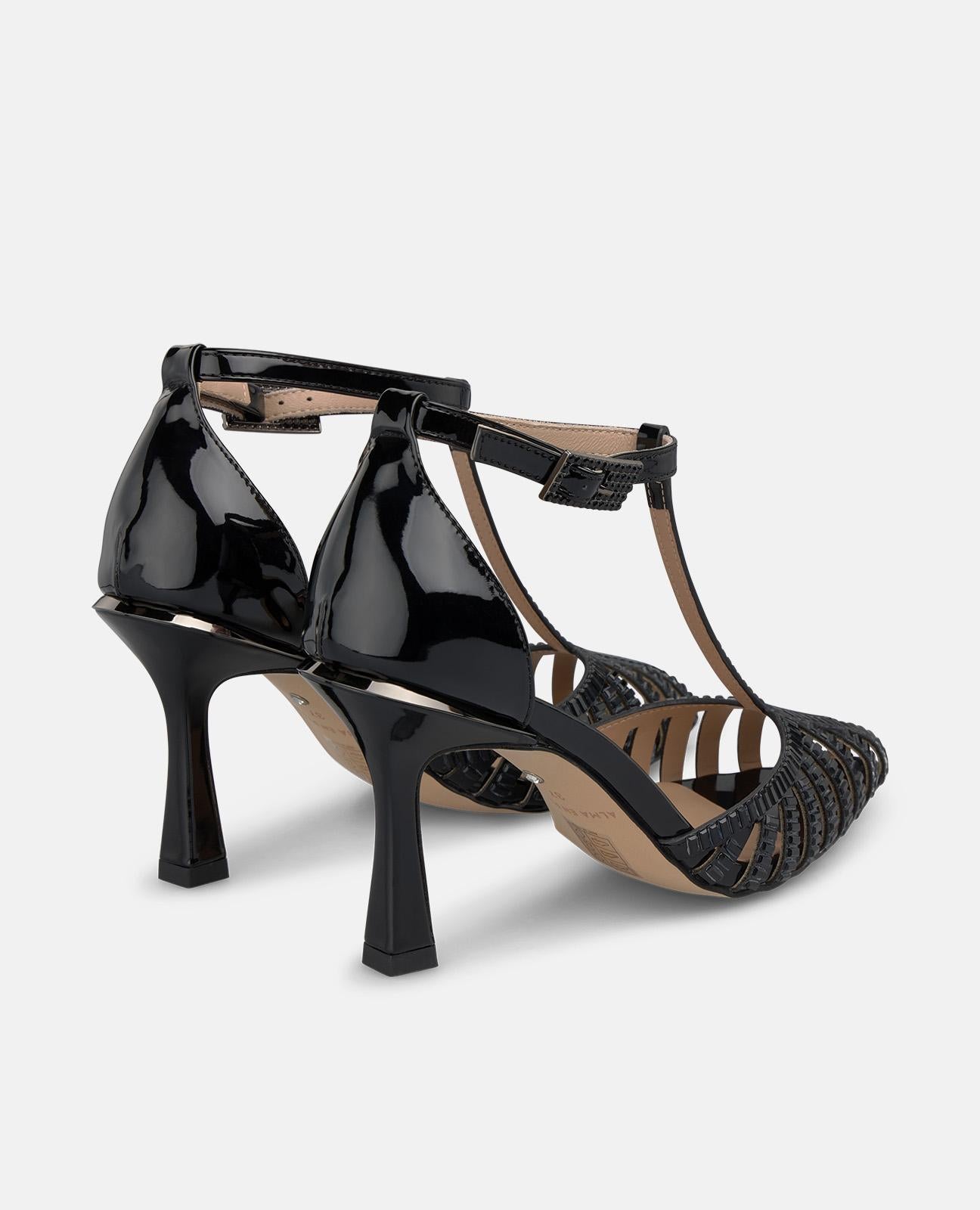alma-en-pena-schwarze-mirror-abendpumps-mit-riemen-8-cm-absatz image 3