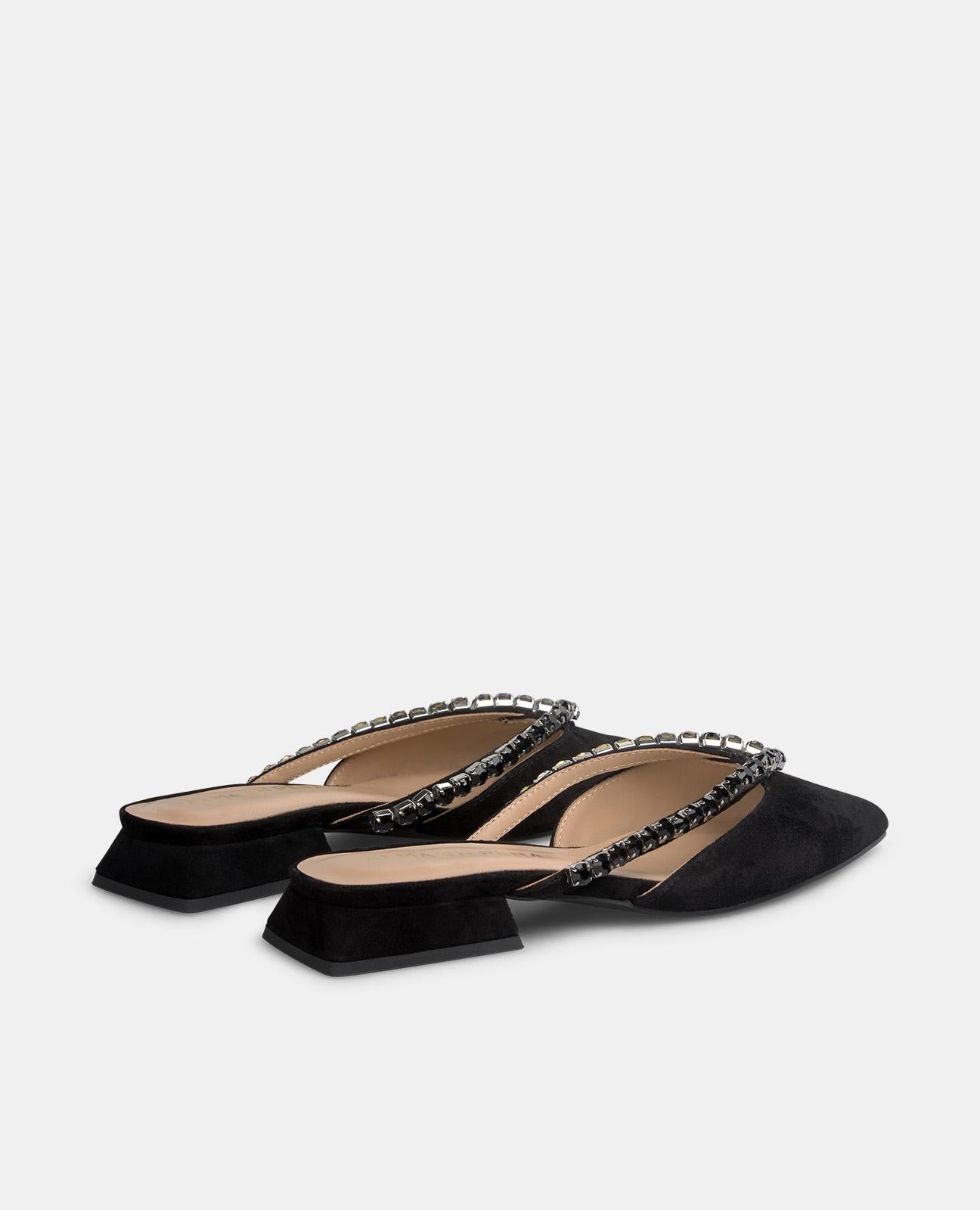 alma-en-pena-flat-shoe-with-straps-mules-spitze-strass-schwarz-2-cm image 3