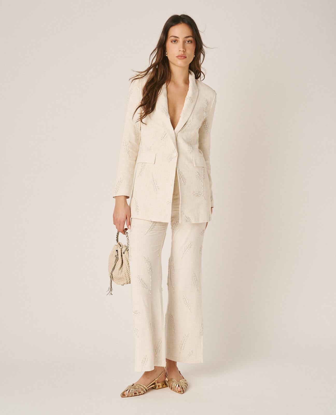 alma-en-pena-tailored-sleeve-blazer-leinen-blazer-wei image 2