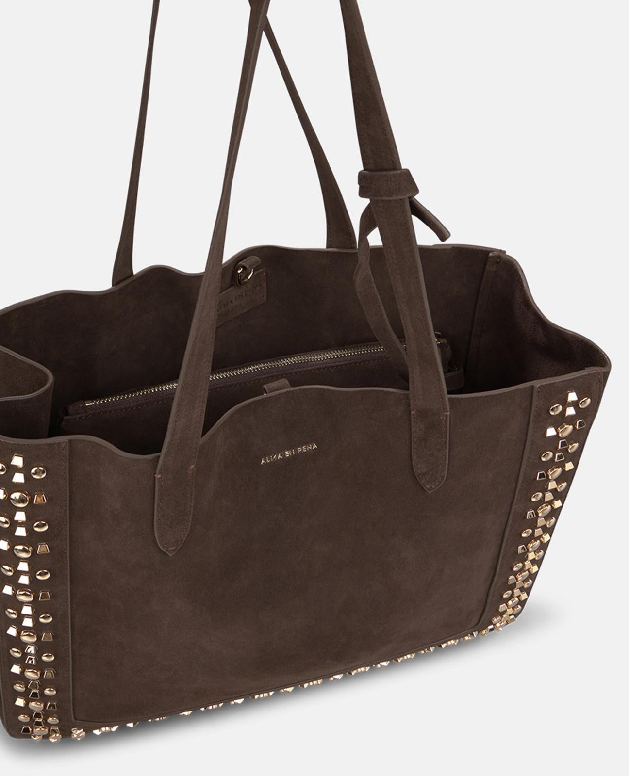 alma-en-pena-leather-shopper-bag-nieten-braun image 3