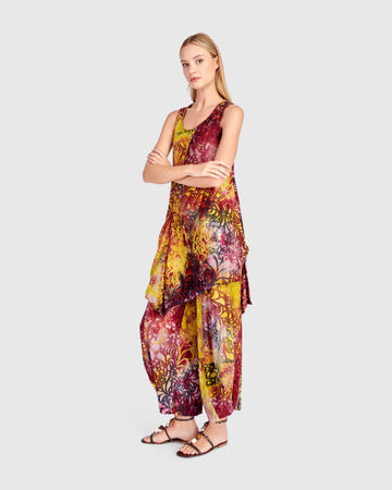 alembika-scattered-tunic-tank-damen-tunika-raspberry-gold image 5