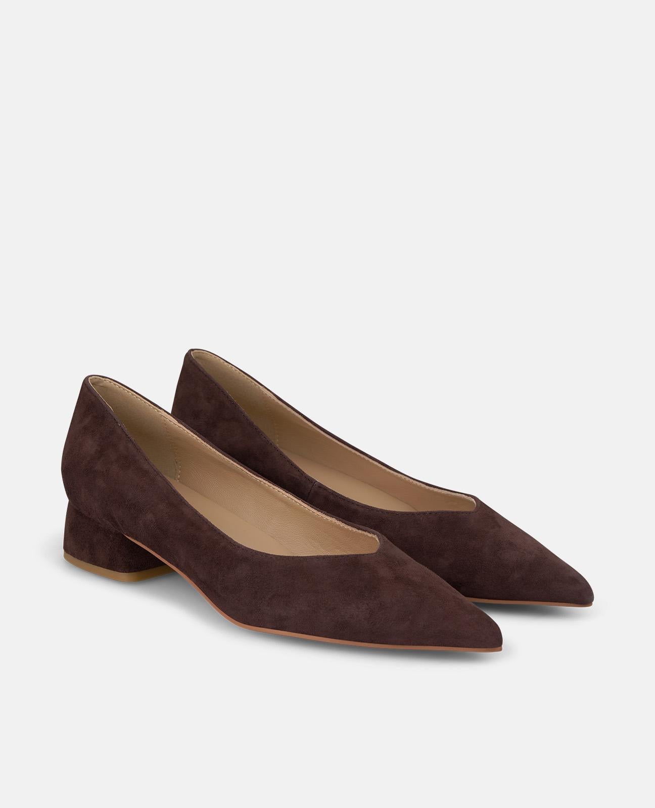 alma-en-pena-leder-spangen-ballerinas-mit-3-5-cm-blockabsatz-in-braun image 2