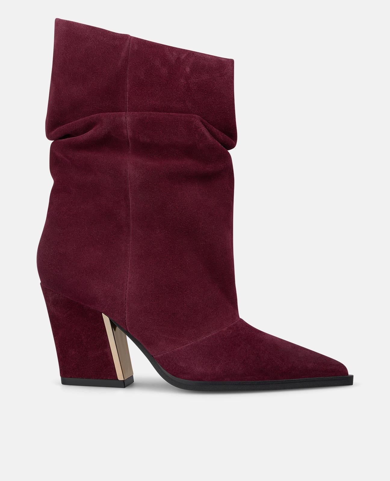 alma-en-pena-stiefeletten-bordeaux-wildleder-peep-toe-4-cm image 1