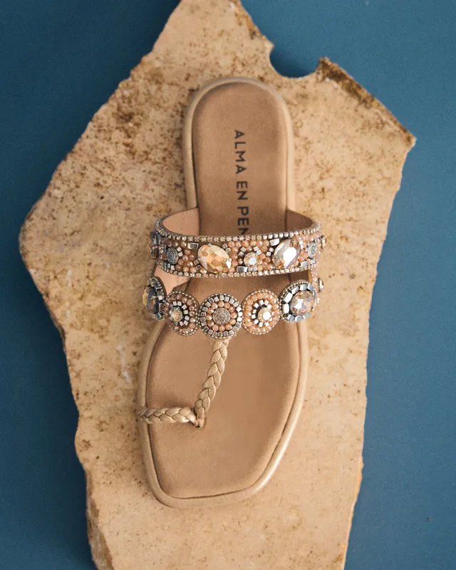 alma-en-pena-flat-sandals-with-jeweled-strap-damen-sandale-arena image 1
