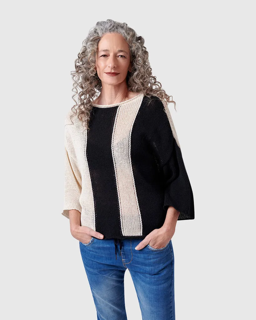 alembika-naomi-sweater-mix-schwarz-ecru-streifen image 1