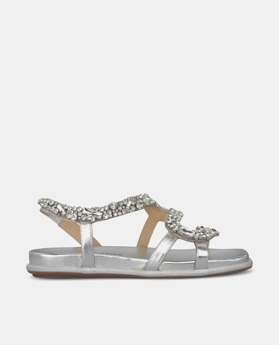 alma-en-pena-sandal-with-snake-strap-flache-sandale-silber image 1