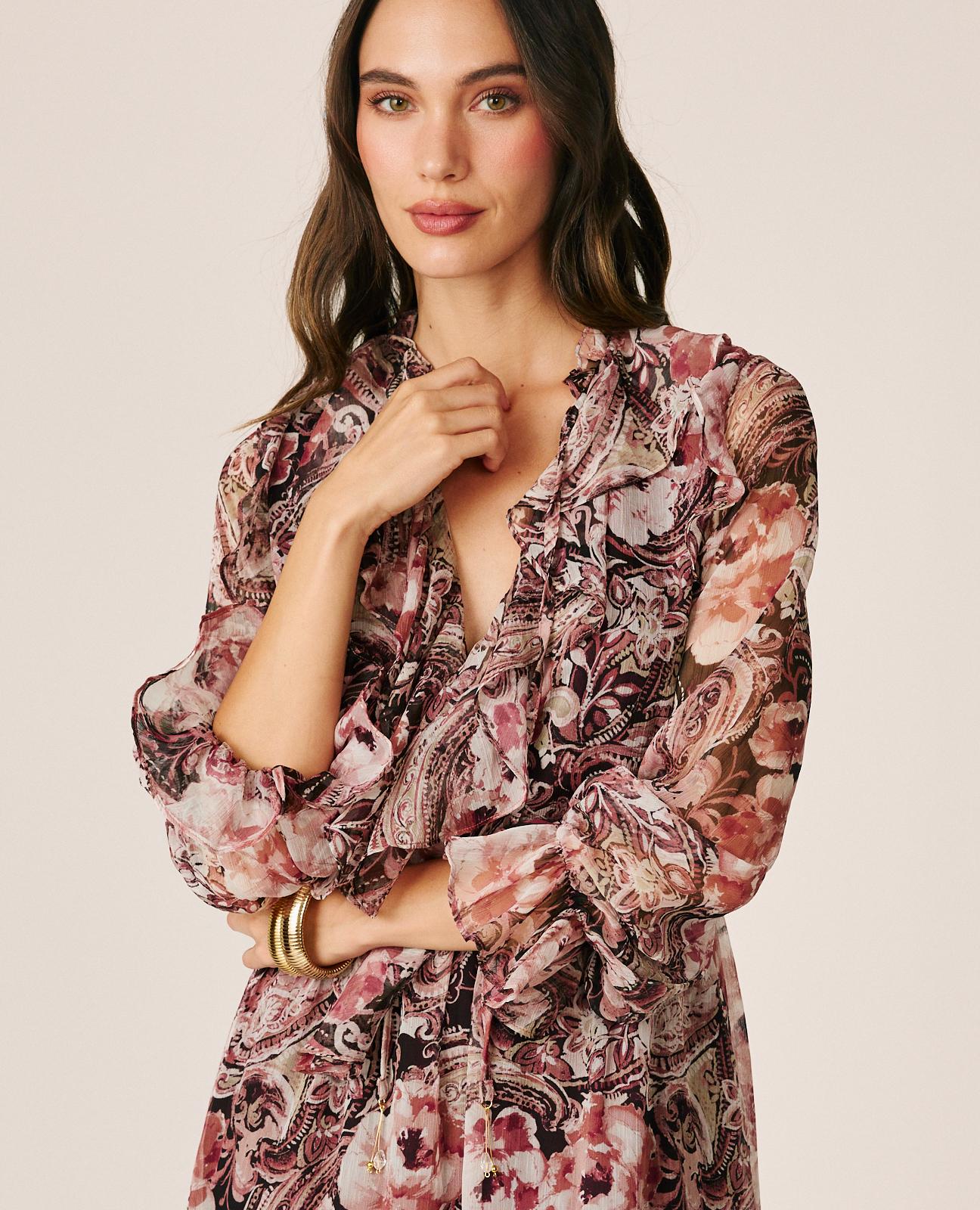 alma-en-pena-floral-chiffon-midi-dress-midi-kleid-rosa image 4