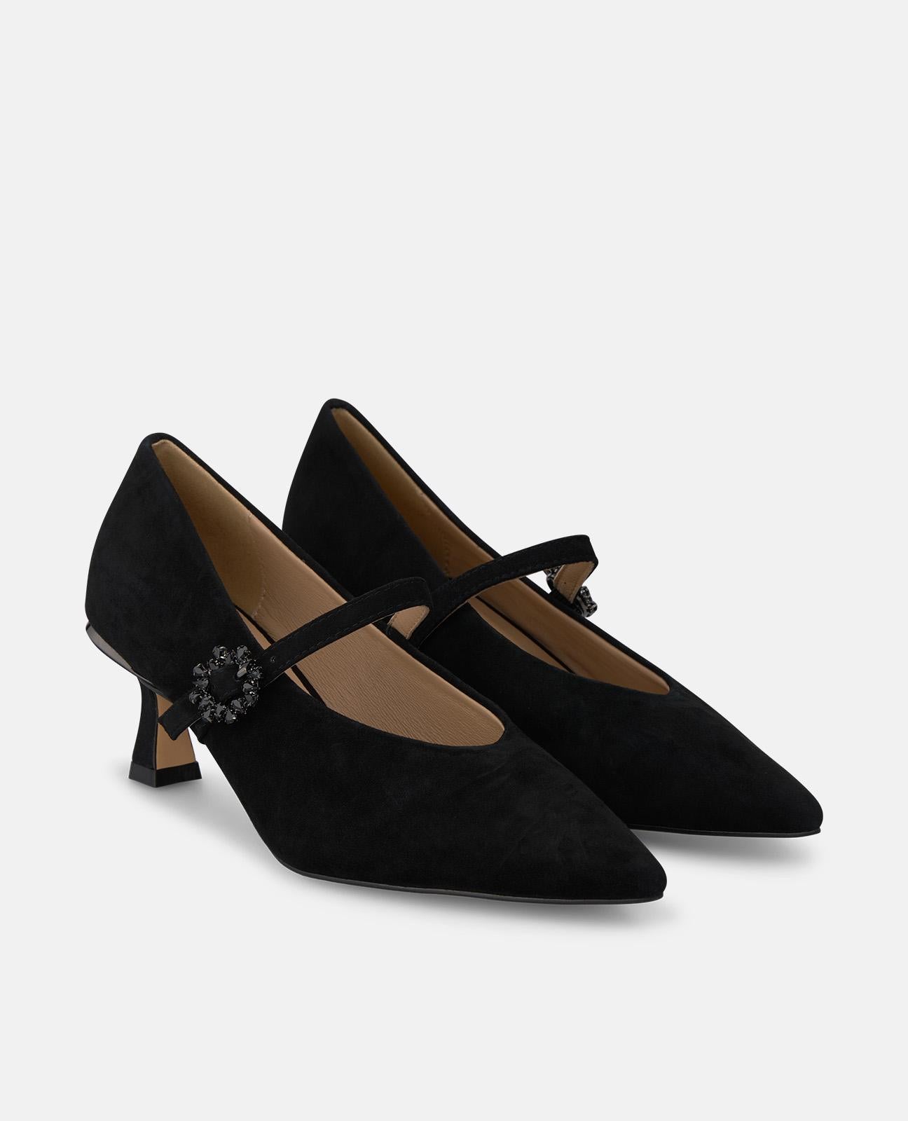 alma-en-pena-spangen-pumps-aus-veloursleder-in-schwarz-mit-6-cm-absatz image 2