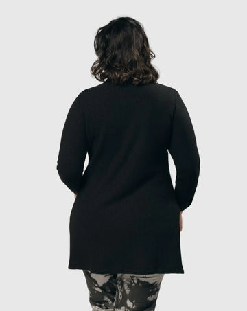 alembika-urban-ribbed-snap-front-tunika-top-schwarz image 7
