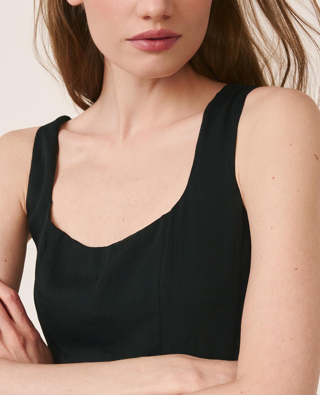alma-en-pena-midi-chiffonkleid-schwarz-a-linie image 6
