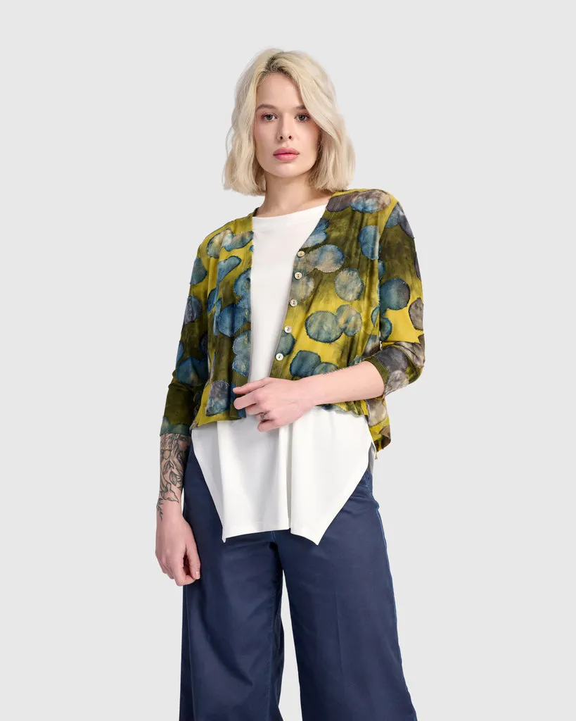 alembika-windchime-cropped-cardigan-gold-ocean-dots image 1