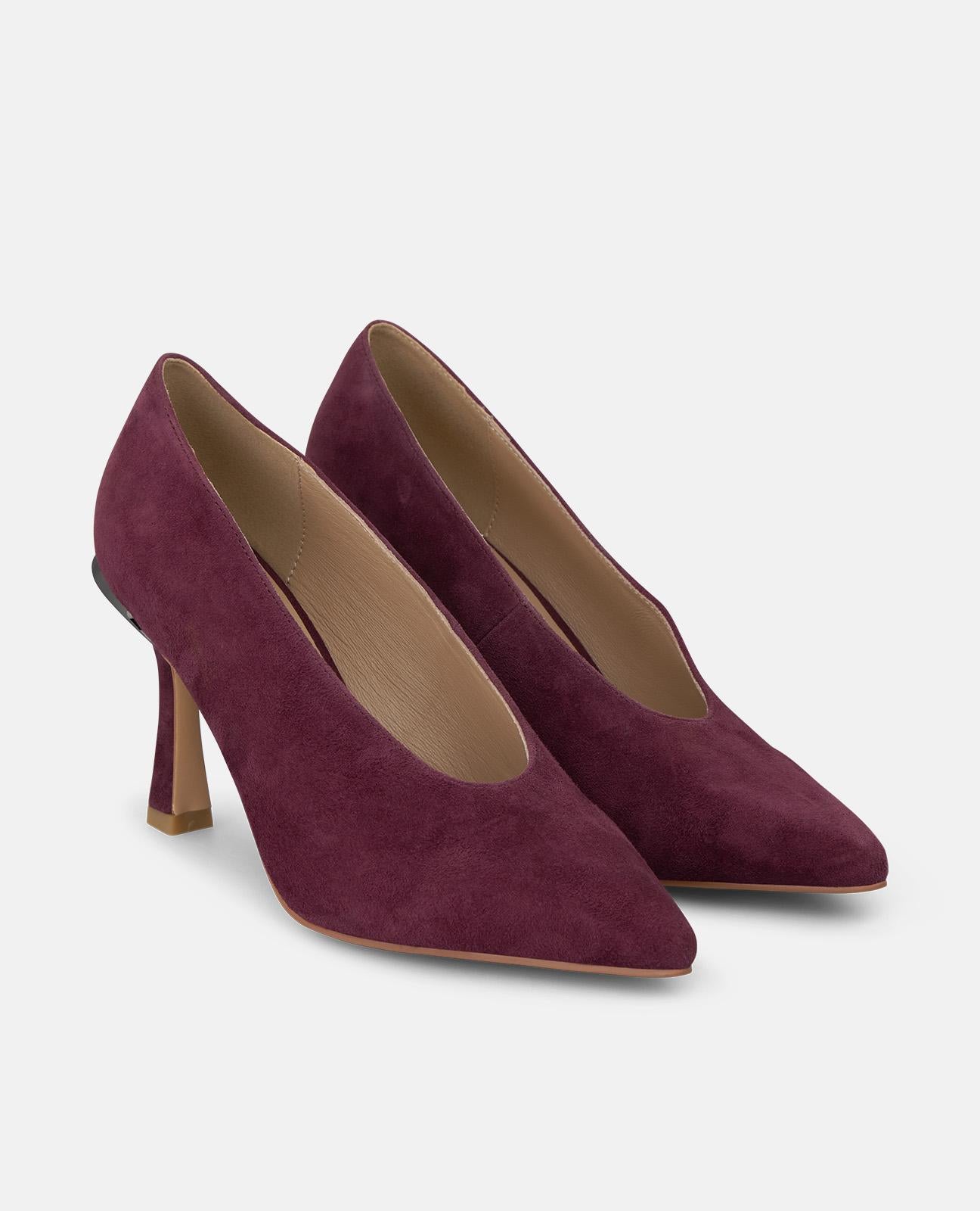 alma-en-pena-suede-pumps-bordeaux-mit-spitze-und-8-cm-absatz image 2