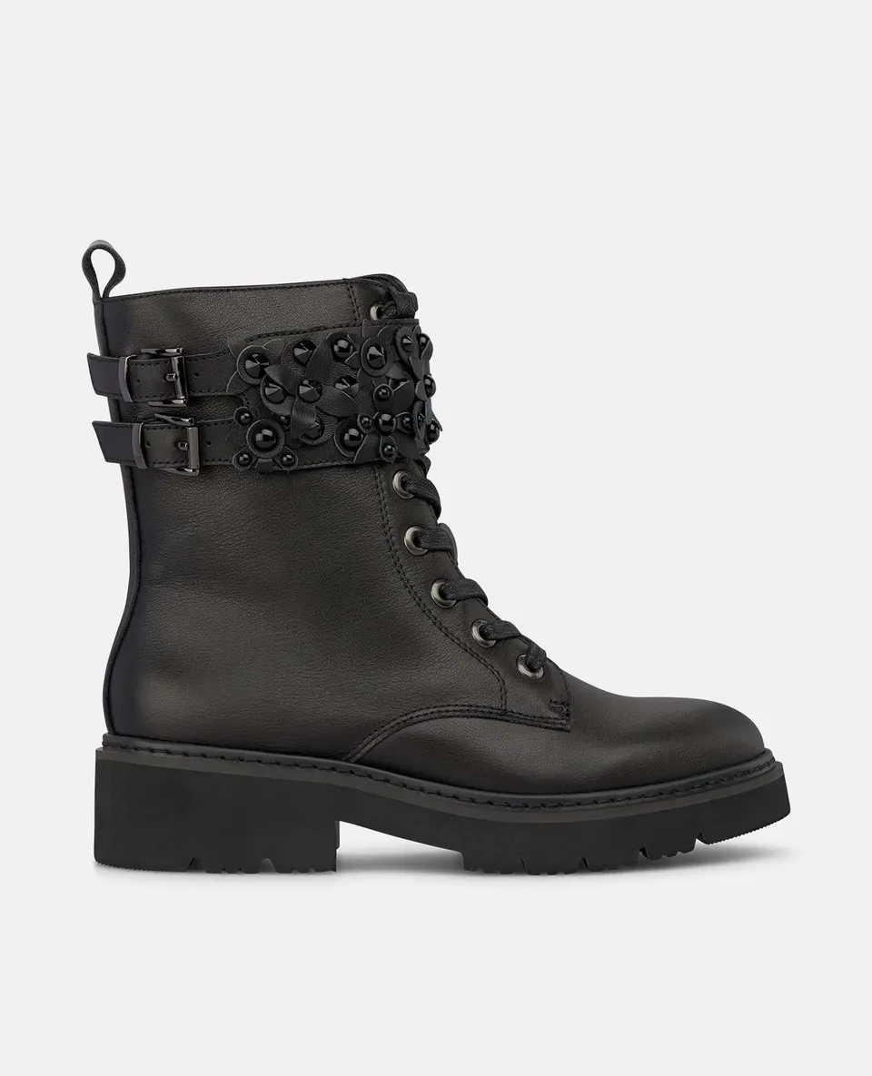 alma-en-pena-metallic-nappa-stiefelette-schwarz-mit-schn-rung-und-schnallen image 1