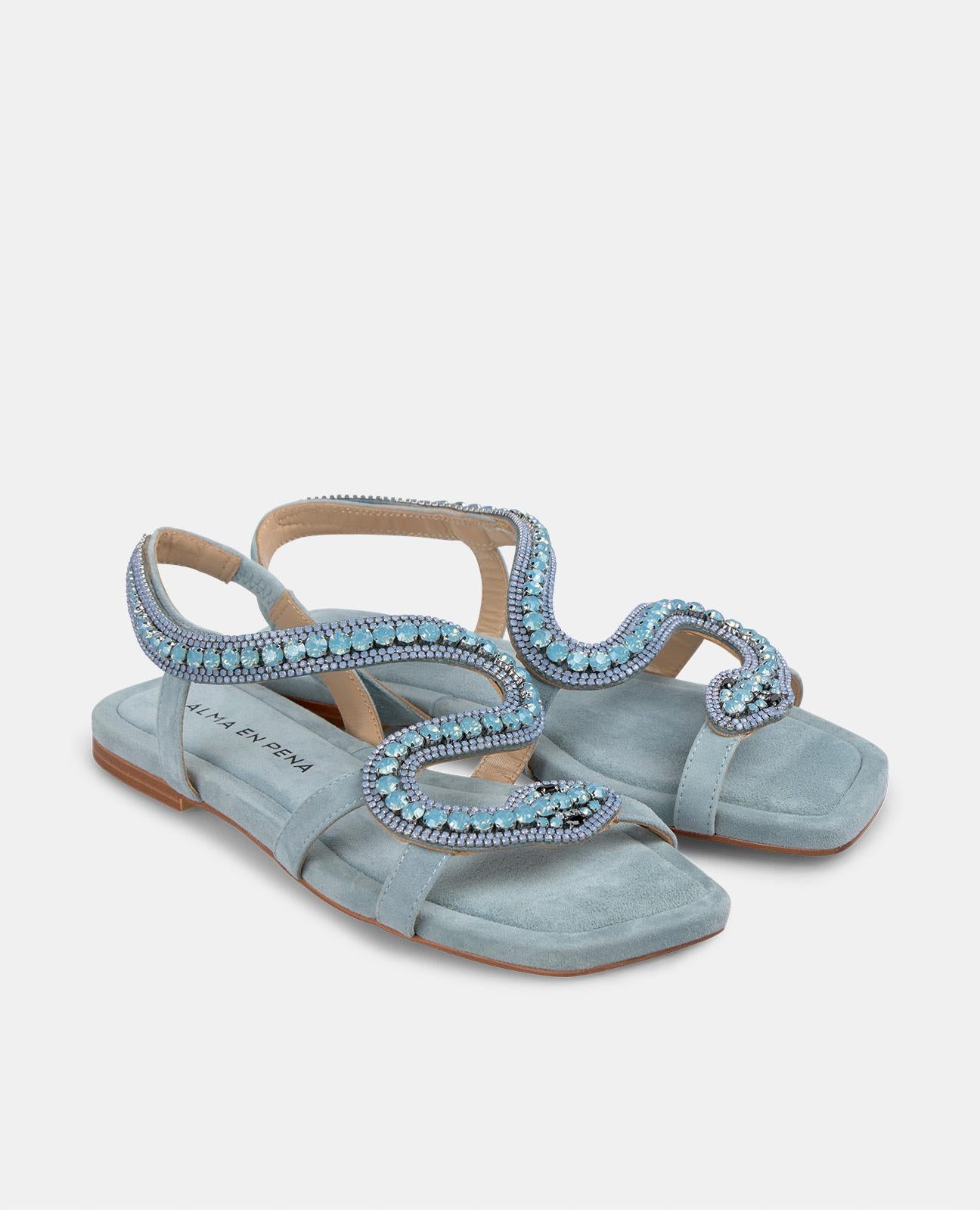 alma-en-pena-snake-sandal-flache-sandale-blau-1-cm image 2